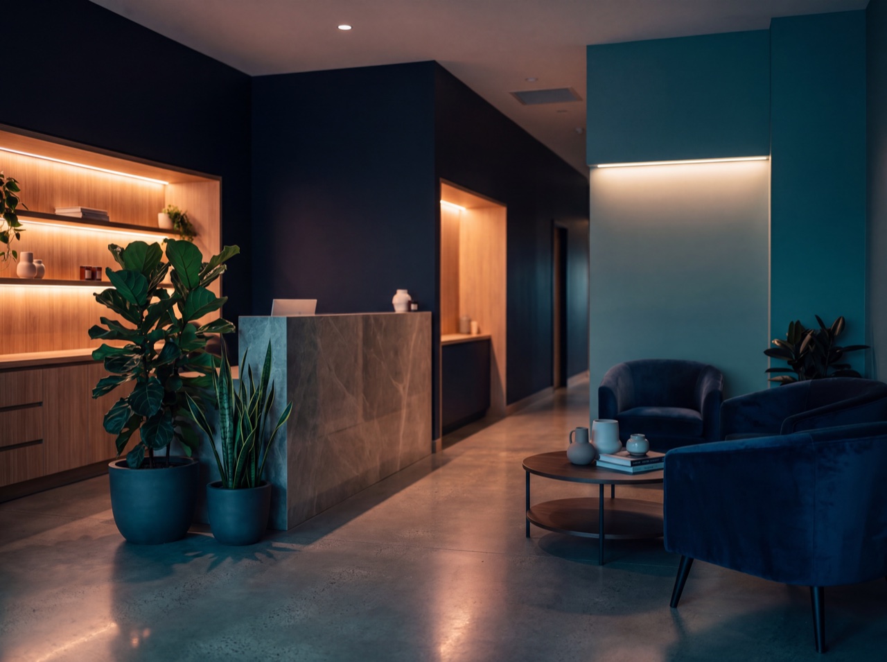 Reception of a modern wellness clinic
